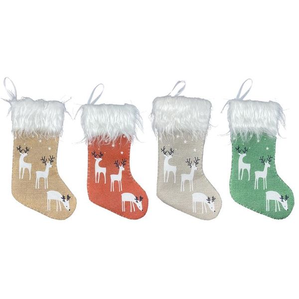

christmas decorations 4pcs stocking socks deer elk party gift candy bag hanging pendant xmas tree fireplace decoration