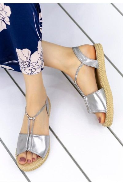 

sandals women silver color slippers shoes er207, Black