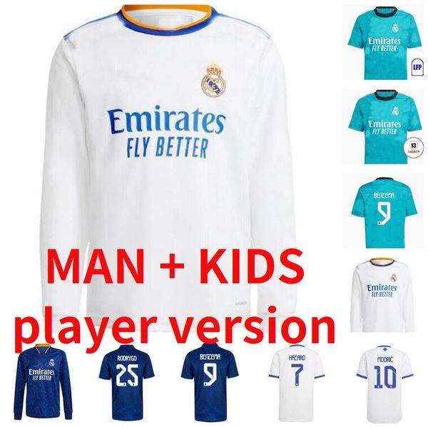 

real madrid jerseys 20 21 22 soccer jersey hazard sergio ramos benzema vinicius camiseta football shirts uniforms kids kit bale 2021, Black;yellow