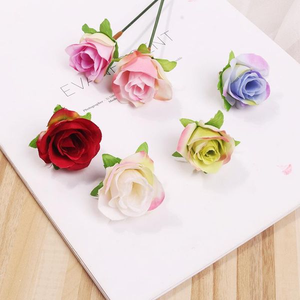 

decorative flowers & wreaths 10pcs 4cm mini silk artificial rose flower heads for wedding party home decoration diy accessories fake craft