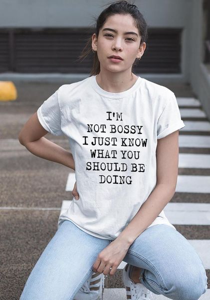 

women's t-shirt i' not bossy funny women 100% cotton casual street style grunge o-neck camisetas fashionÂ quote tee tshirt, White