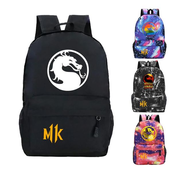 

backpack mortal kombat backpacks kids book bag students school boys girls mochila teens fashion lapknapsack