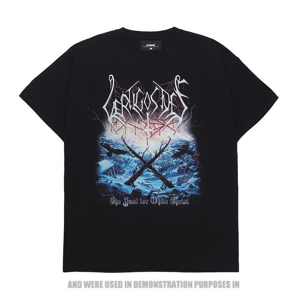 

high street tide tee loose rock band printed short sleeve t-shirt for men, White;black