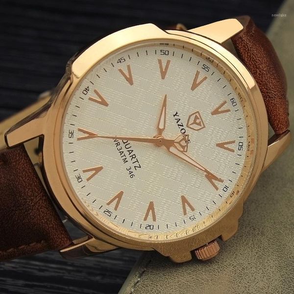 

wristwatches yazole relogio masculino quartz watch fashion leather sports leisure waterproof clock, Slivery;brown