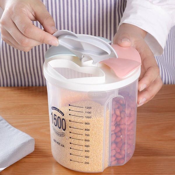 

storage bottles & jars kitchen box grain food supplies tank moisture-proof sealed household transparent organizers