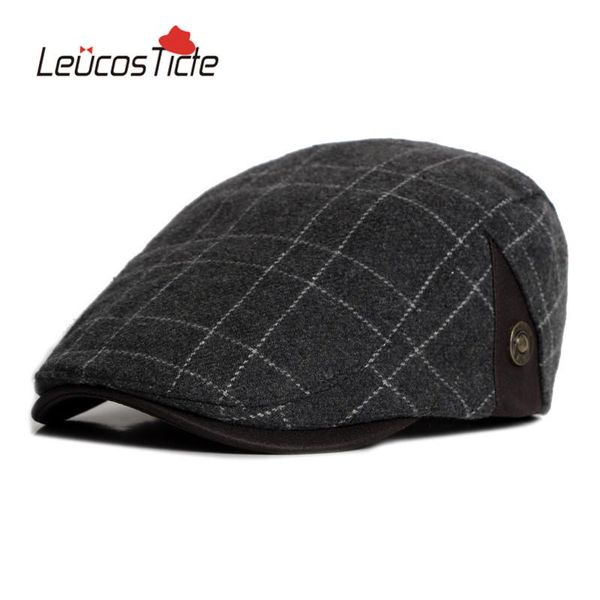 

berets leucos ticte ladies autumn and winter thickening warm fashion leisure forward hat woolen material men's wild flat, Blue;gray