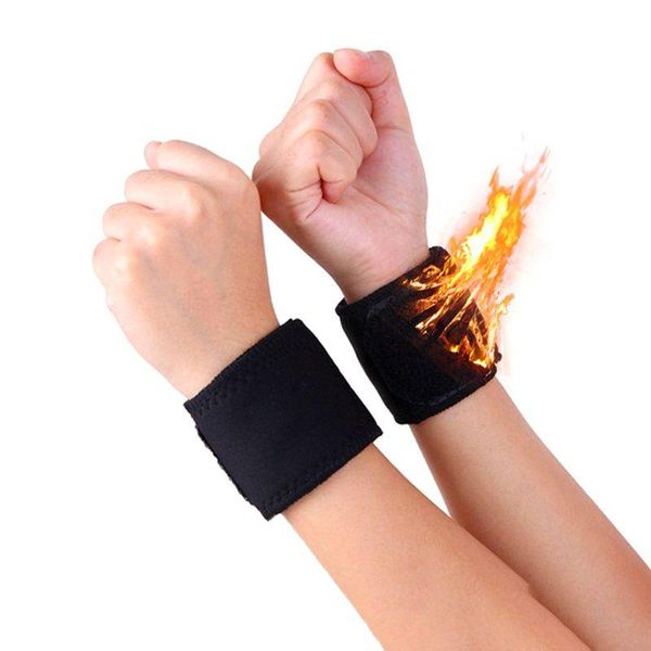 

balight self-heating magnet wrist support straps wraps adjustable sports wristband warm band tx005, Black;red