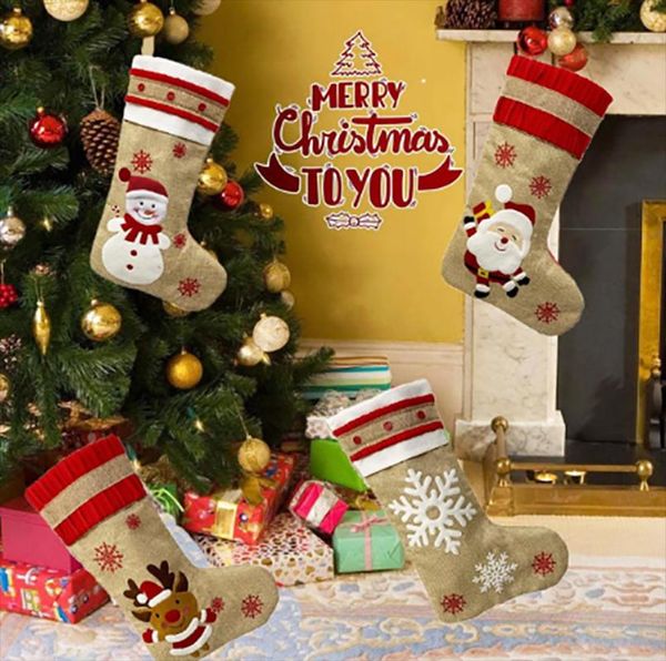 

christmas decorations large santa reindeer snowman snowflake xmas stockings stocking sack gift candy bag for home sock
