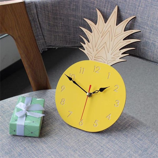 

wall clocks creative cartoon stereo 3d pineapple pointer novel living room corridor kids bedroom large decorative decor