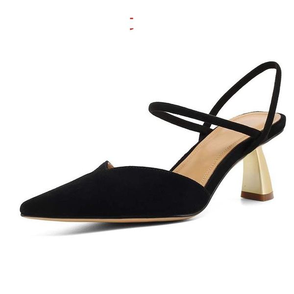 

genuine leather pointe toe strange style solid high heels shallow beauty lady dating slip on mules women pumps l28 sandals, Black
