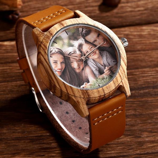 

wristwatches men's personal customization birthday gift po surface processing bamboo watch, Slivery;brown