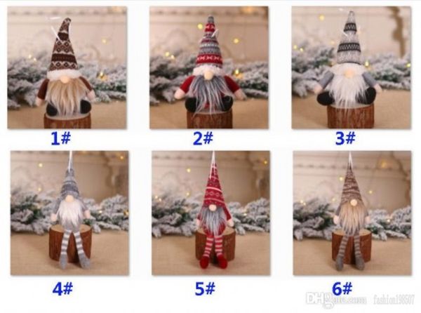 

christmas ornament knitted plush gnome doll xmas tree hanging pendant holiday decor gift wall decorations 10pcs, Silver