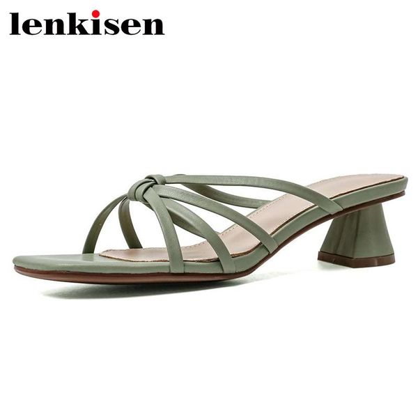 

dress shoes lenkisen peep toe med heel brand handmade narrow band beauty lady daily wear slip on cozy sandals women l73, Black