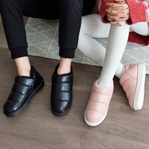 

cotton slippers women winter indoor home warm shoes wrap heel plush polychromatic for, Black
