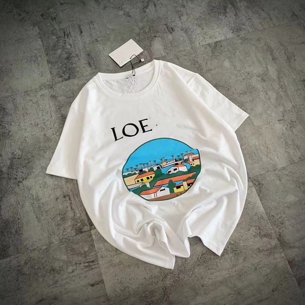 

luxury design loe short sleeve summer christmas capsule series holiday style printed round neck short sleeve t-shirt top, White