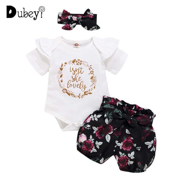 

baby girl clothes set kids summer letters floral pants s outfits 210529, White