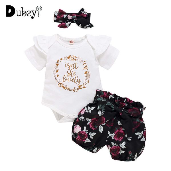 Baby Mädchen Kleidung Set Kinder Sommer Buchstaben Top Blumen Hosen Outfits 210529