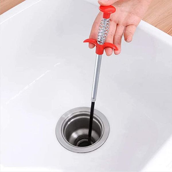 

1pcs 60cm kitchen sewer dredging device tools spring pipe sink cleaning hook