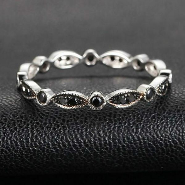 

cluster rings gorgeous women jewelry white / black zircon bridal for wedding engagement set gifts, Golden;silver