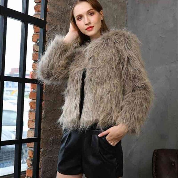 

Women's Jackets Faux fur short ladies jacket autumn and winter style European American women's clothing imitation wom BUCX, Black;brown