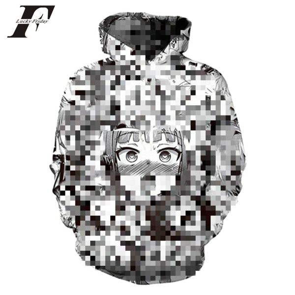 

3d ahegao hoodie sweatshirt men women shy girl face sweatshirt japan anime streetwear harajuku oversized zipper ets, Black