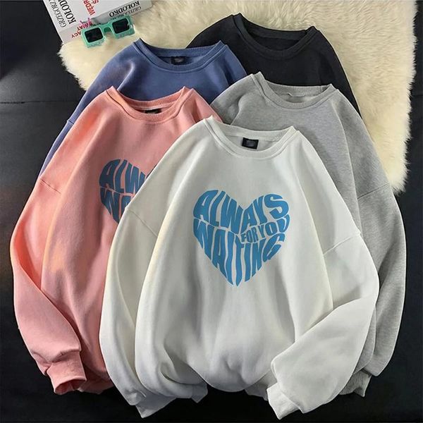 

women's hoodies & sweatshirts korean fashion love letter printing long-sleeved women sweatshirt harajuku casual y2k girl hoodie loose s, Black