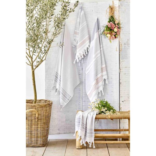 

towel maroc gray-orange peshtemal set
