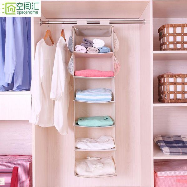 

clothing & wardrobe storage cotton cloth 6 grid hanging closet bag clothes multilayer drawer