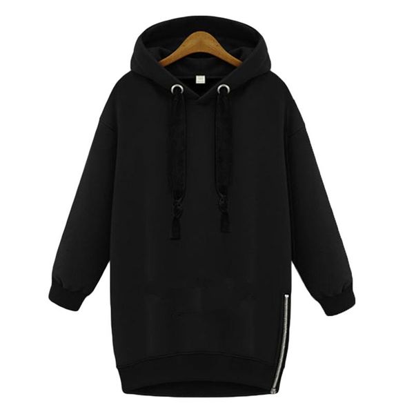 

women's hoodies & sweatshirts 2021 social for girls solid color casual hooded sweatshirt plus size long-sleeved autumn velvet coat, Black