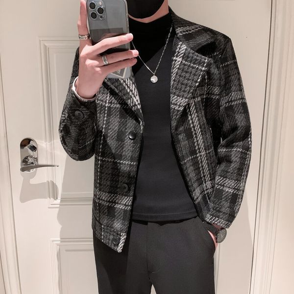 

men's jackets of the men fashion woolen jacket/fine 6lxm, Black;brown