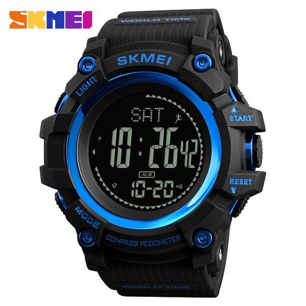 

wristwatches 2021 sport watch men wrist chronograph alarm digital compass clock calorie step outdoor sports, Slivery;brown