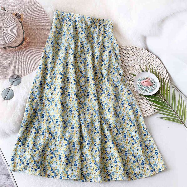 

skirts bohemian women summer a-line chiffon stretch high waist floral long femme elegant faldas jupe saia boho 6gmb, Black