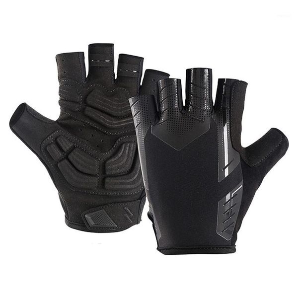 

half finger cycling gloves sport fitness racing mtb bike summer men women riding thickened palm pad bicycle1, Black