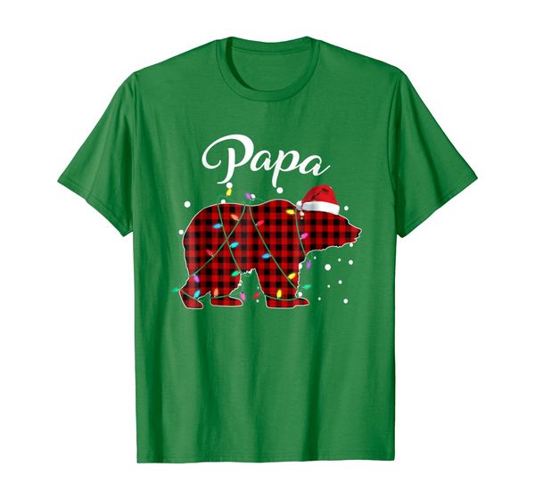 

red plaid papa bear matching buffalo pajama t-shirt, White;black