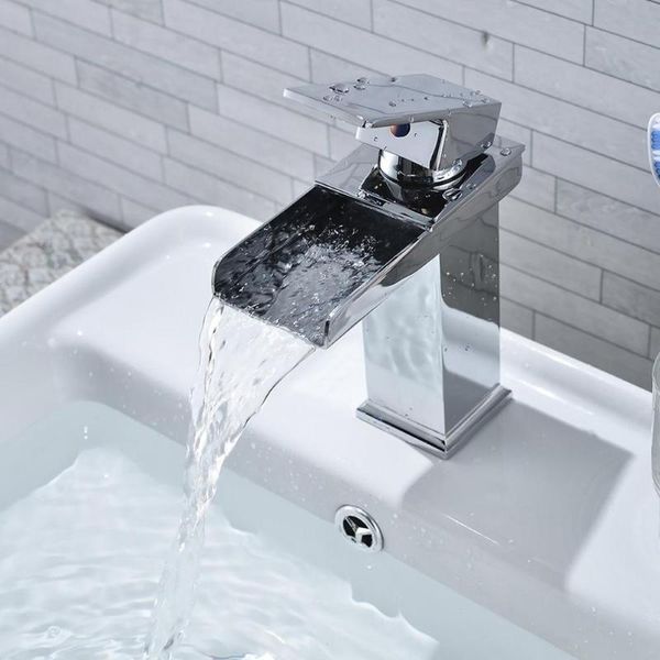 

bathroom sink faucets basin faucet tap mixer finish brass square pillar designer water chrome modern waterfall