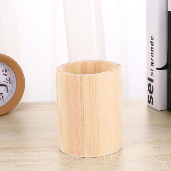 

storage bottles & jars 2 pcs single compartments wooden container pen holder office organizer unfinished color case pot for home diy