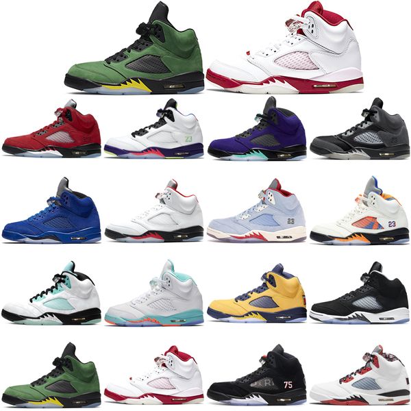 

2021 popular men women basketball shoes 5s raging bull red 3 what the island green light aqua michigan oregon pink foam ice blue outdoor spo