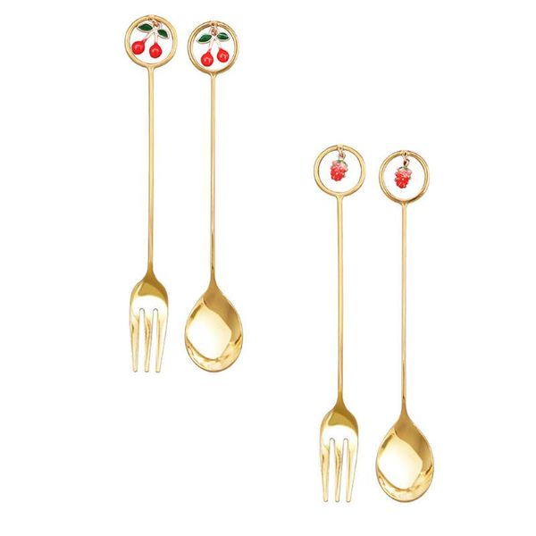 

spoons 4pcs exquisite stirring creative stainless steel dessert (golden)