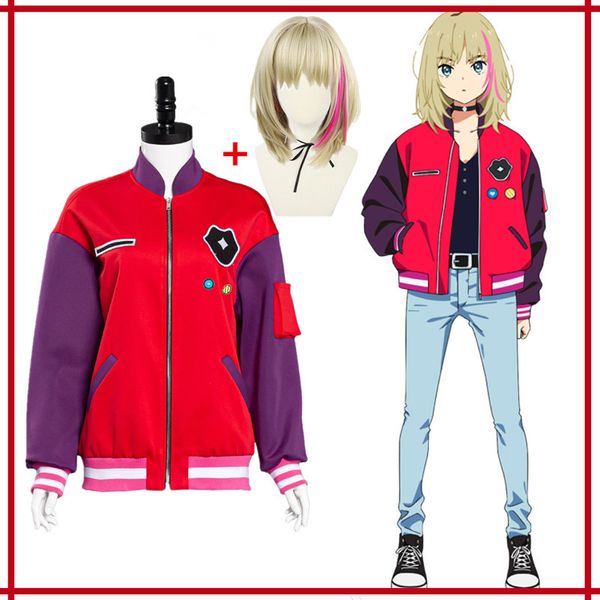 

anime costumes kawai rika jacket anime wonder egg priority same type kawai cosplay costume red jacket coat daily outfits, Black