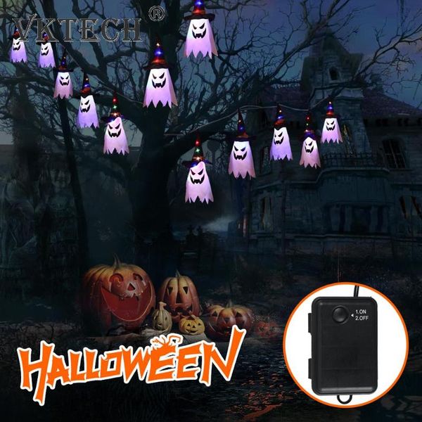 

strings halloween decoration led hanging lantern gypsophila ghost festival dress up glowing wizard hat lamp light string
