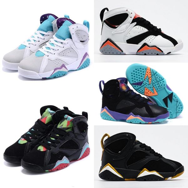 

new kid jumpman 7 sneaker children boys girls baby toddler 7s basketball shoes kids athletic sneakers sports shoe size 28-35, Black