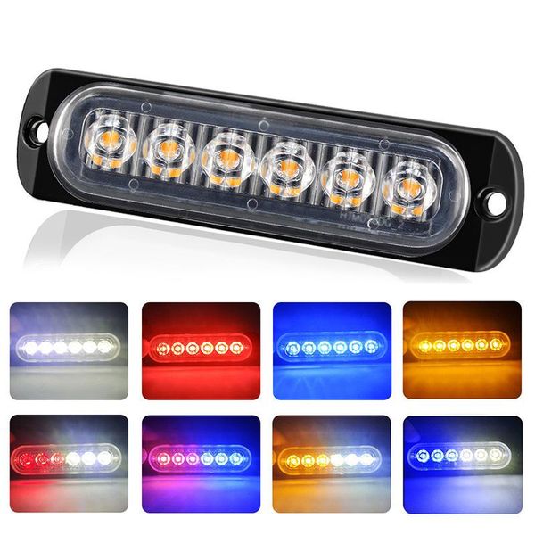 

car led light 6 thin flash truck pickup side 12-24v warning 6led emergency lights