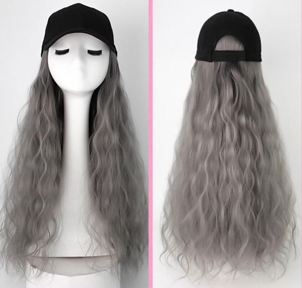 

berets navy big wavy long hair hat, Blue;gray