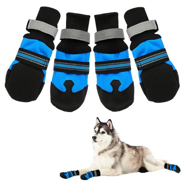 HEPELO DE APARELO DE DOG 4PCS Sapatos de estimação à prova d'água Pet Anti-Slip Botas de neve Protetor quente reflexivo para cães grandes médios Labrador Hu