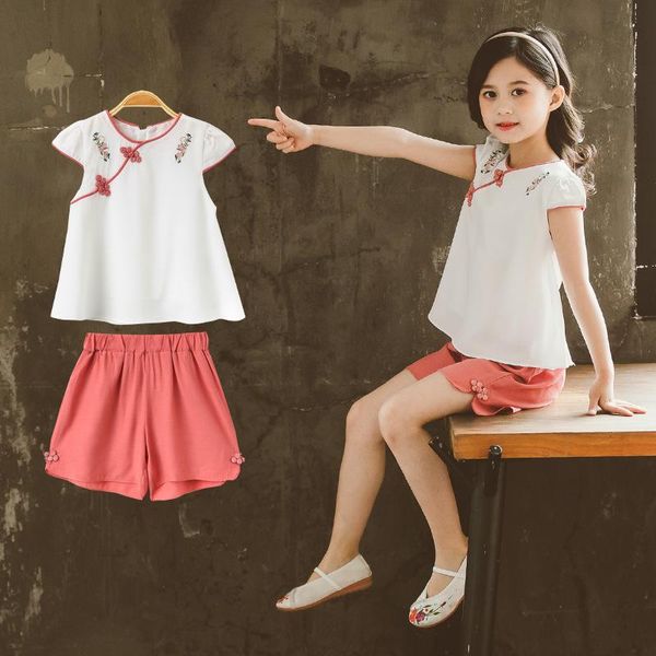 

clothing sets kids summer girls clothes set children outfits t-shirt+ shorts for baby casual 2piece suit 4 5 6 8 10 12 years, White