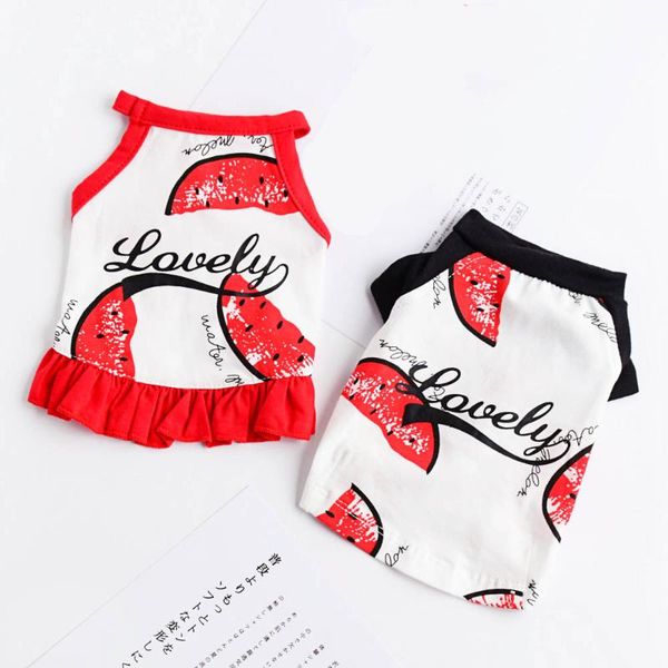 

watermelon dog dress for small dogs summer cat clothes chihuahua cotton cool couple pet vest and skirt ropa perro apparel