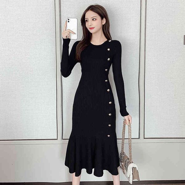 

maxi sweater dress knit fishtail long winter dresses women clothing, Black;gray