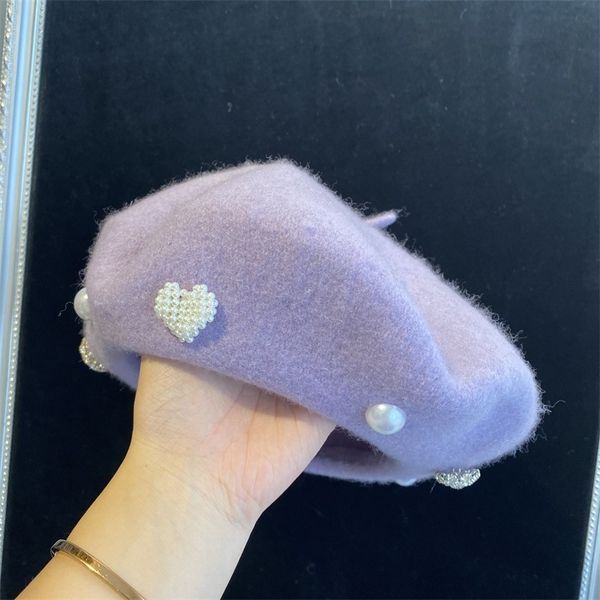 

sweet and lovely beret children's lady soft girl everyday versatile woollen hat autumn and winter new newspaper children's hat zy, Blue;gray
