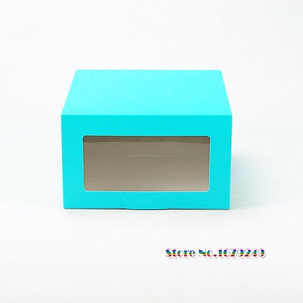 

gift wrap 195x195x120mm blue paper cap box with pvc window, birthday party folding clothing hats packing boxes 100pcs/lot