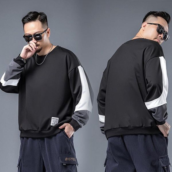 

men's hoodies & sweatshirts round neck spring and autumn thin section long-sleeved trendy brand overalls, class clothes, solid color lo, Black